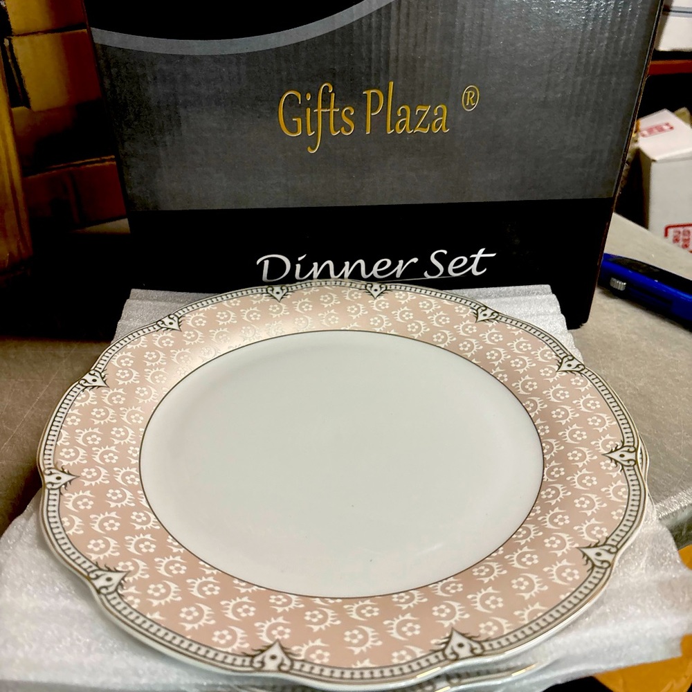 Pink and White Dinner Plate